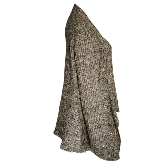 89th & Madison Cardigan Sweater Womens Plus Size 1X Gray Open Knit Long Sleeve - Picture 4 of 6